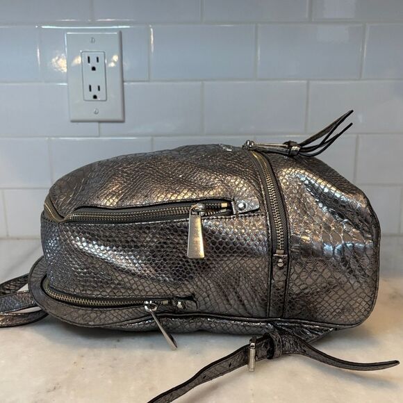 Michael Kors Rhea Metallic Snake-Embossed-Leather Backpack - HTF - Picture 10 of 15